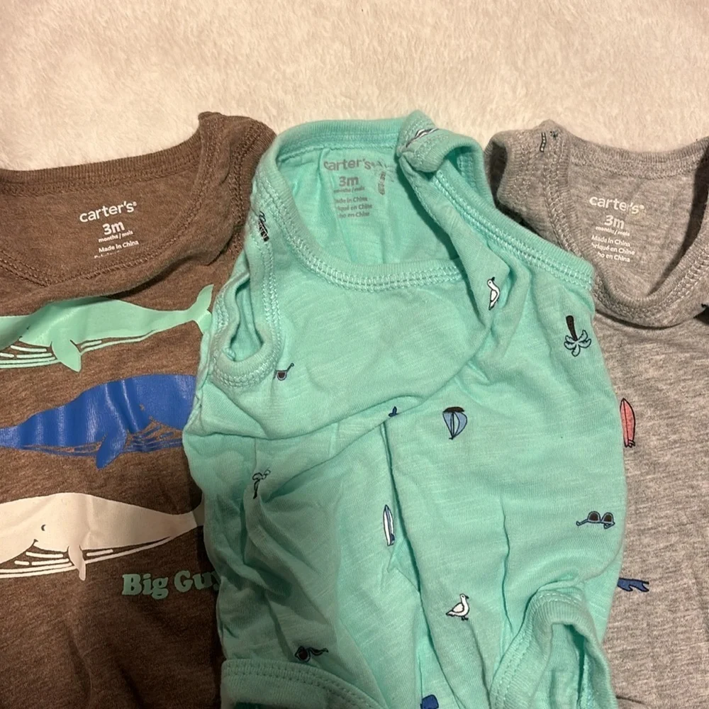 Carter’s 3 months sleeveless tank top onesies. Cute summer theme bundle.